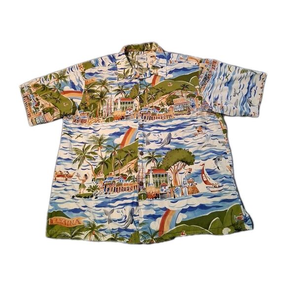 REYN SPOONER HAWAIIAN traditionals Shirt XLLAHAINA HAWAII WHALE
